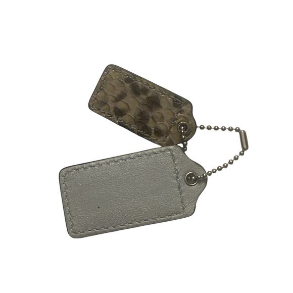 COACH Gray Leather & Brown Snakeskin Print Hangtag Purse Charm Set 2 - Picture 4 of 4